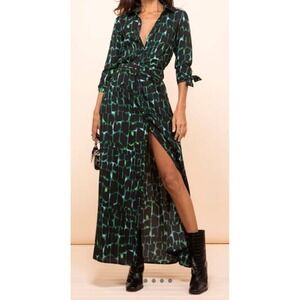 Dancing Leopard Women Sze UK 10/US 6 Dove Maxi Dress Green Alligator Pockets Eco